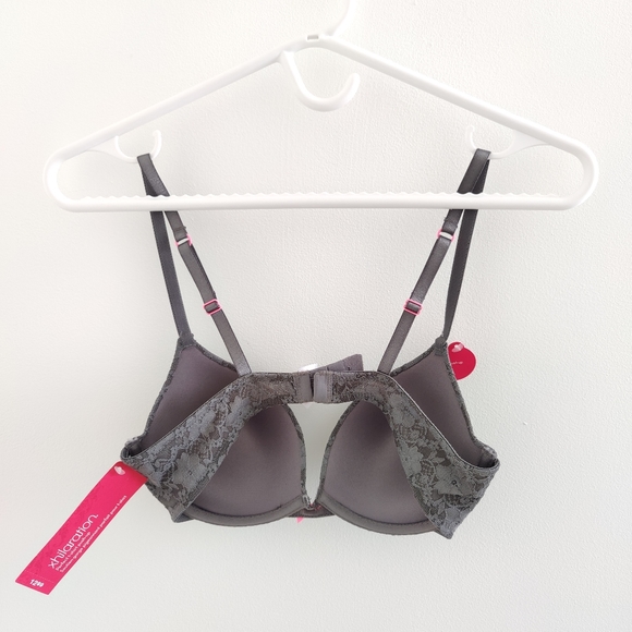 Xhilaration 34b NWT grey with pink details push-up plunge bra - Picture 5 of 5